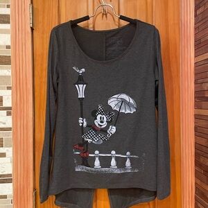 Disnay .Gray Long Sleeve Top with Cartoon Print